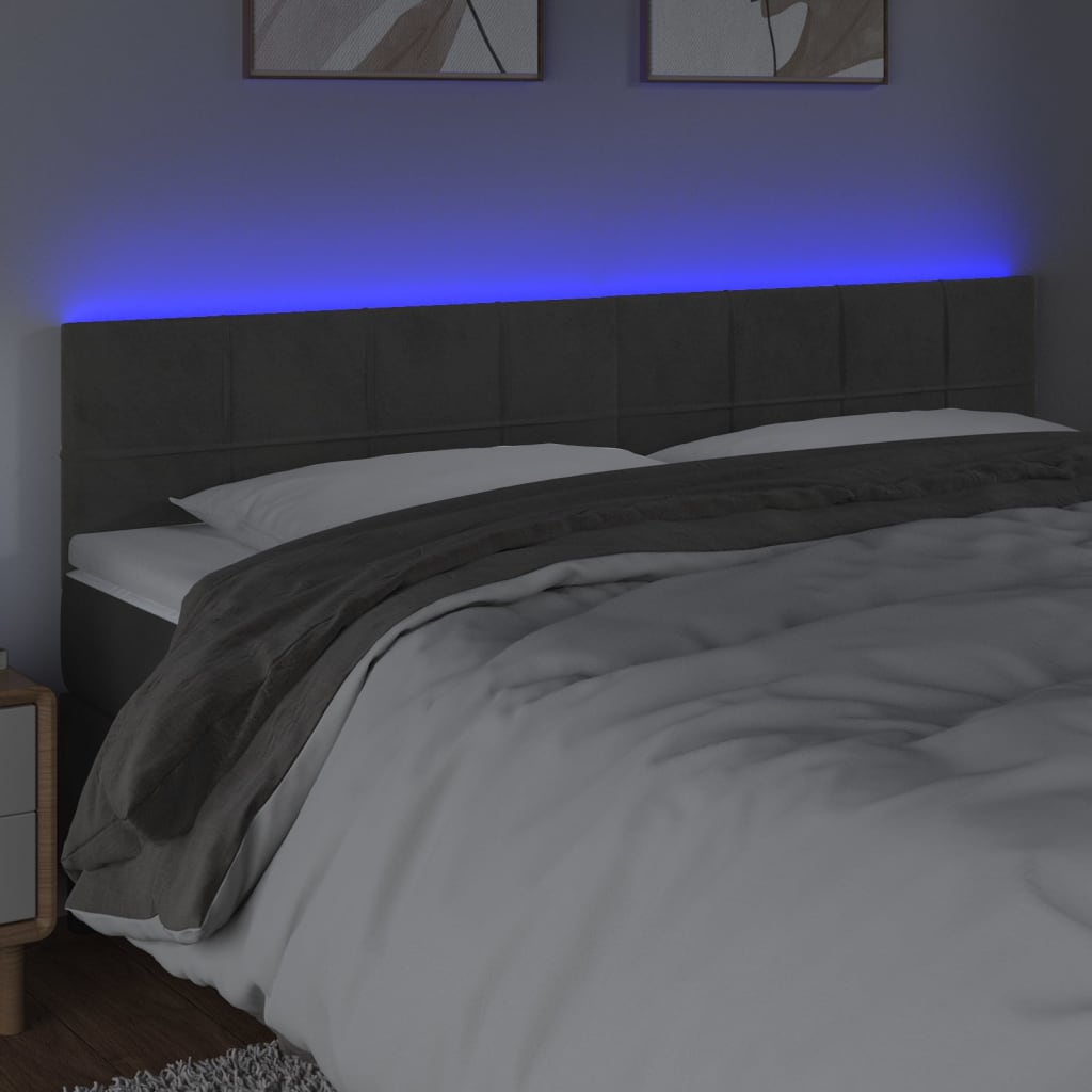 LED uzglavlje tamnosivo 180x5x78/88 cm baršunasto