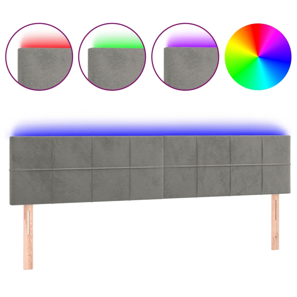 LED uzglavlje svjetlosivo 200x5x78/88 cm baršunasto