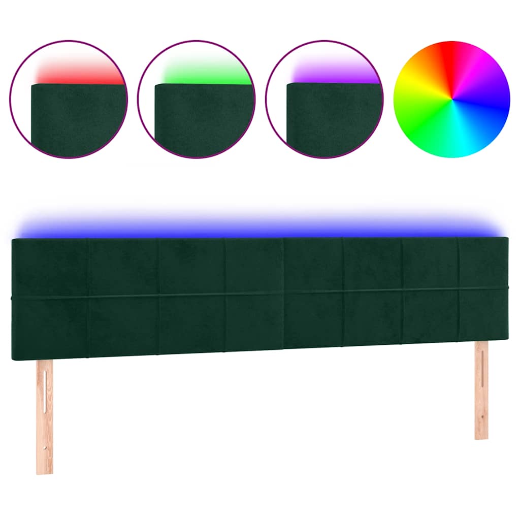 LED uzglavlje tamnozeleno 200x5x78/88 cm baršunasto