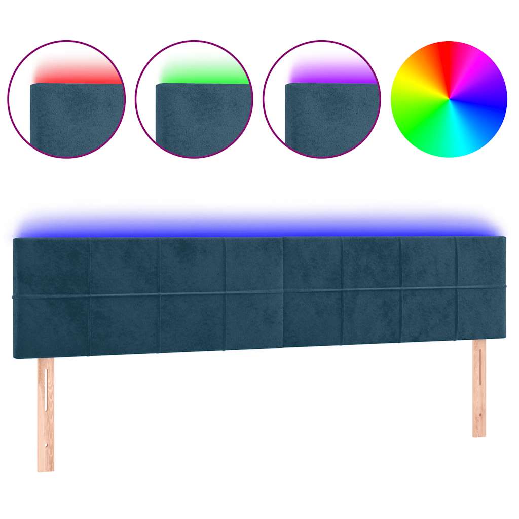 LED uzglavlje tamnoplavo 200x5x78/88 cm baršunasto