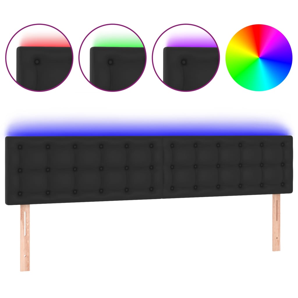LED uzglavlje crno 160 x 5 x 78/88 cm od umjetne kože