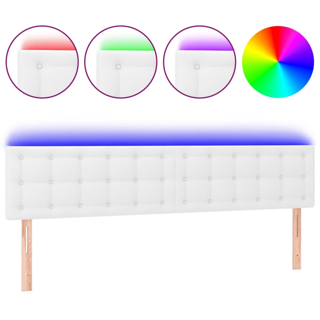 LED uzglavlje bijelo 180 x 5 x 78/88 cm od umjetne kože