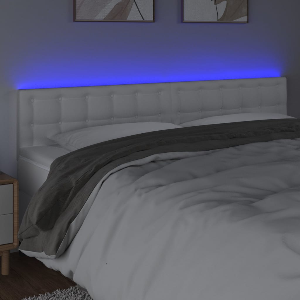 LED uzglavlje bijelo 200 x 5 x 78/88 cm od umjetne kože