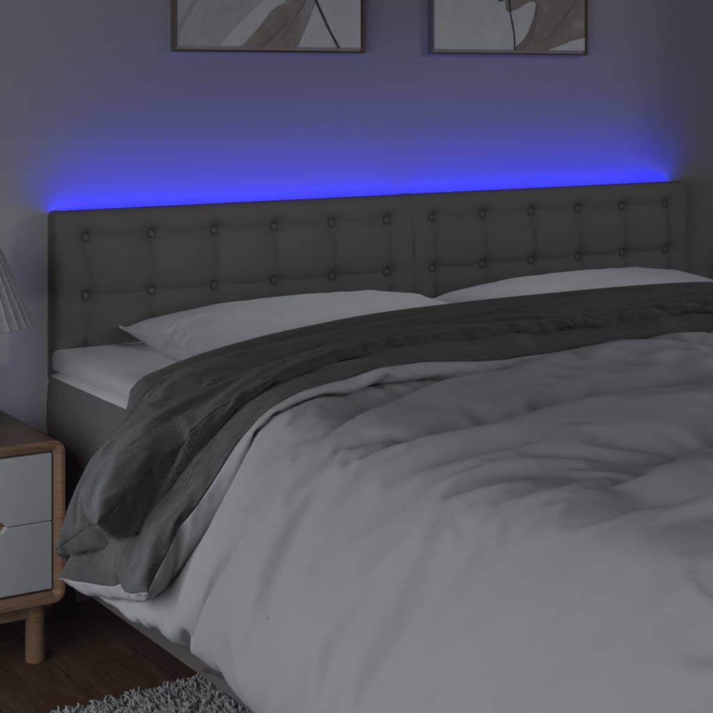 LED uzglavlje sivo 200 x 5 x 78/88 cm od umjetne kože