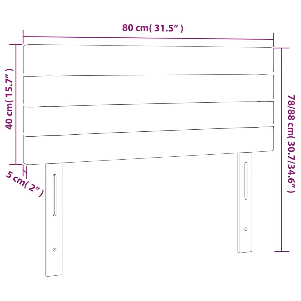LED uzglavlje tamnosivo 80 x 5 x 78/88 cm od tkanine