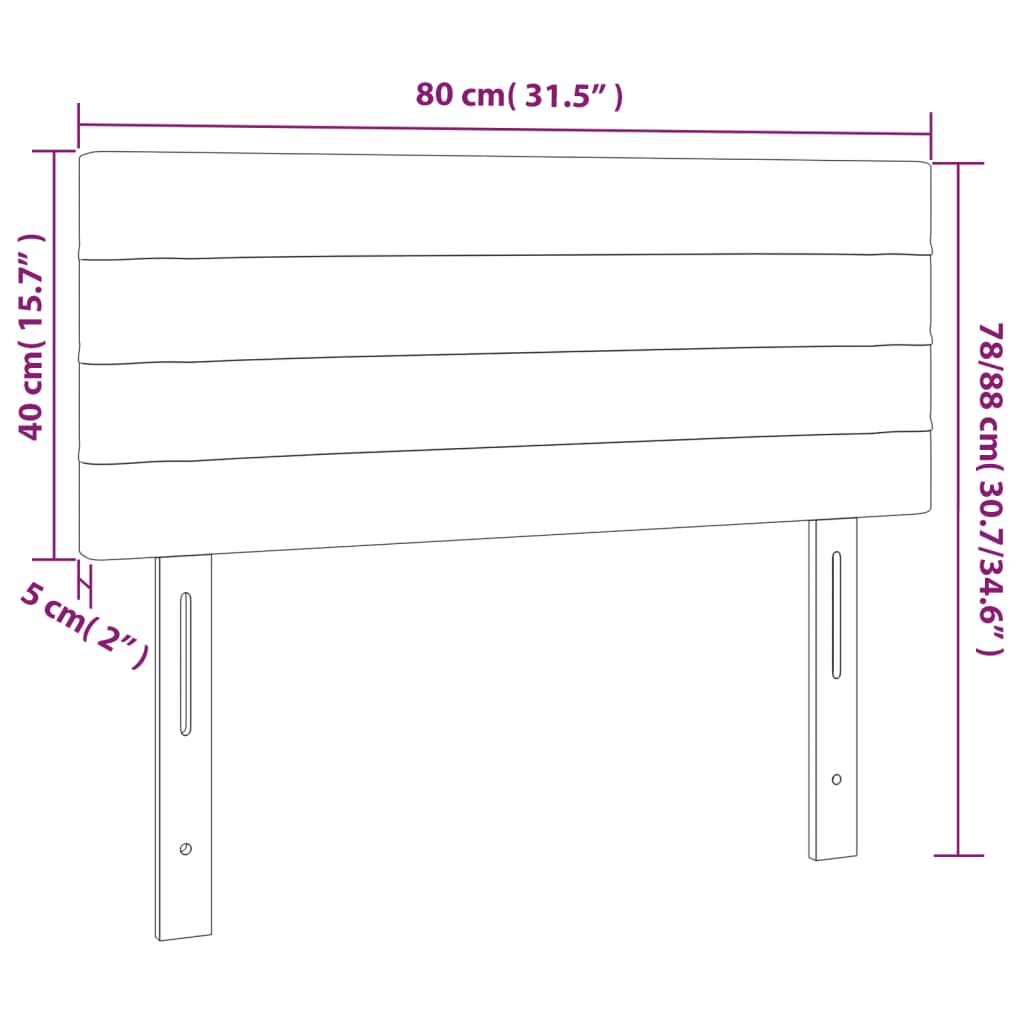 LED uzglavlje crno 80 x 5 x 78/88 cm od tkanine