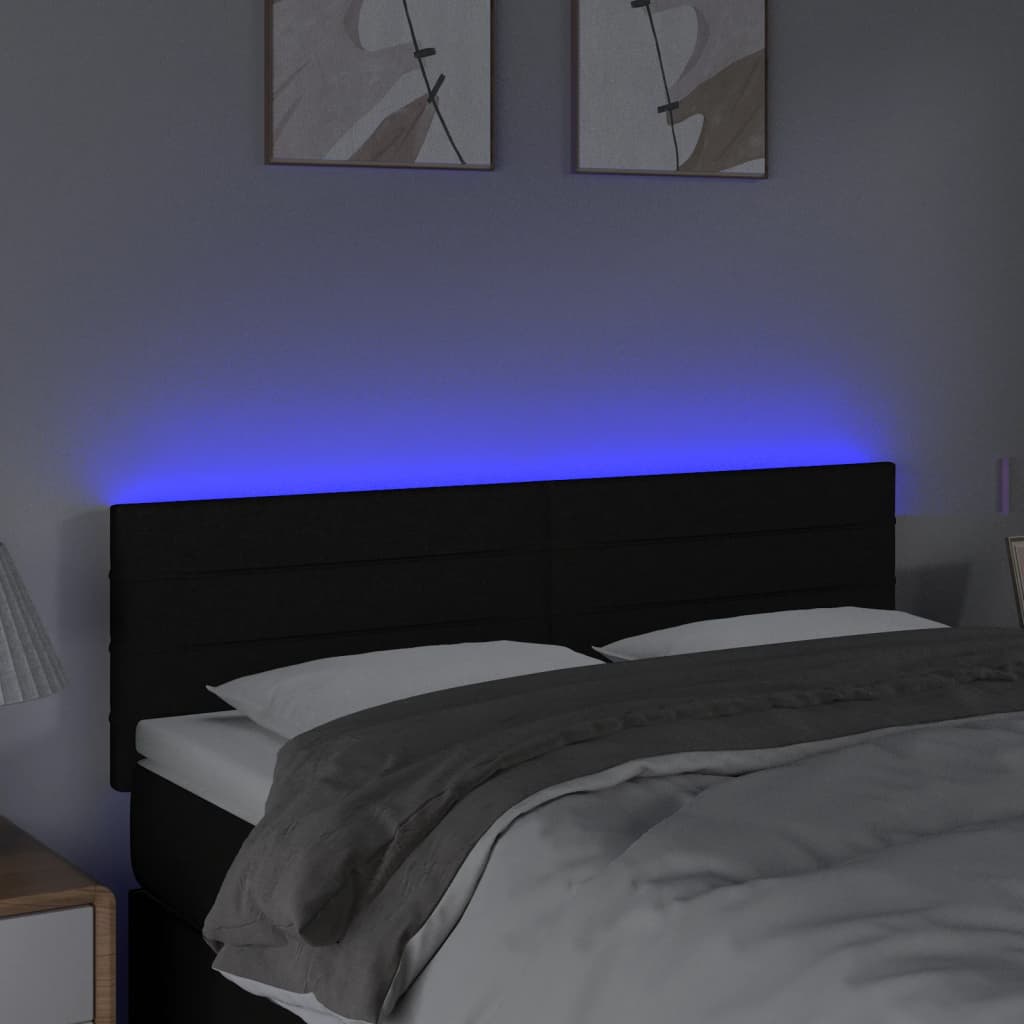 LED uzglavlje crno 144x5x78/88 cm od tkanine