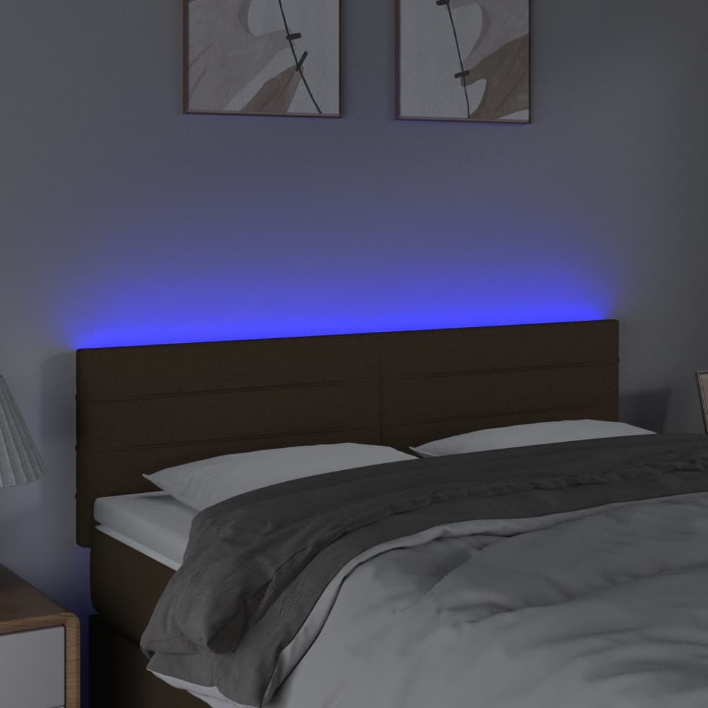 LED uzglavlje tamnosmeđe 144x5x78/88 cm od tkanine