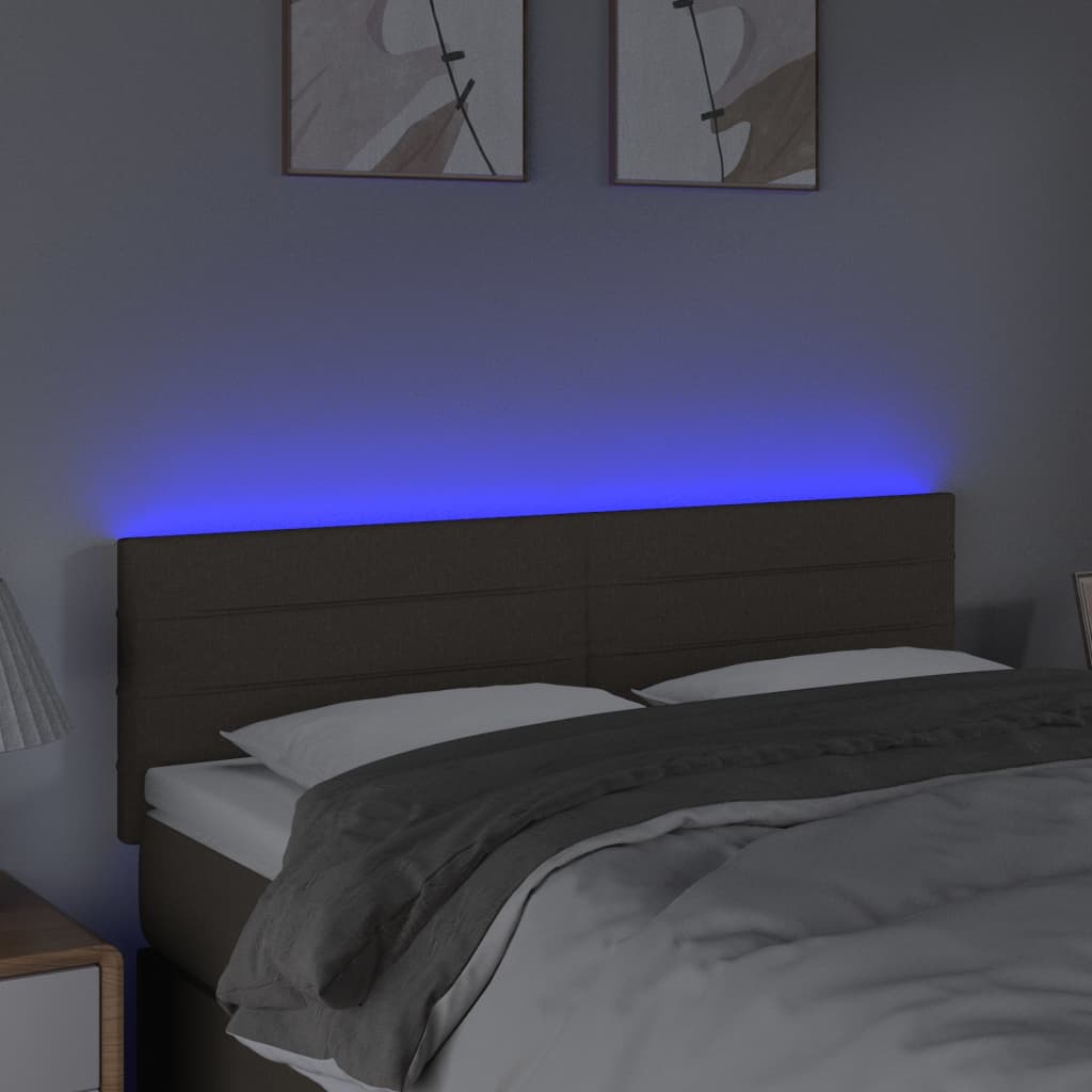 LED uzglavlje smeđesivo 144x5x78/88 cm od tkanine