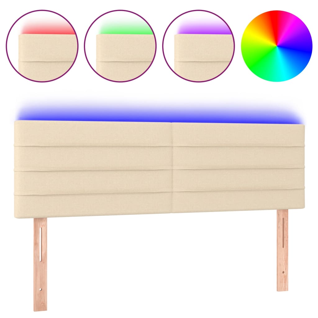 LED uzglavlje krem 144x5x78/88 cm od tkanine