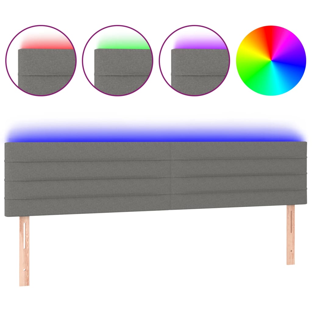 LED uzglavlje tamnosivo 180x5x78/88 cm od tkanine