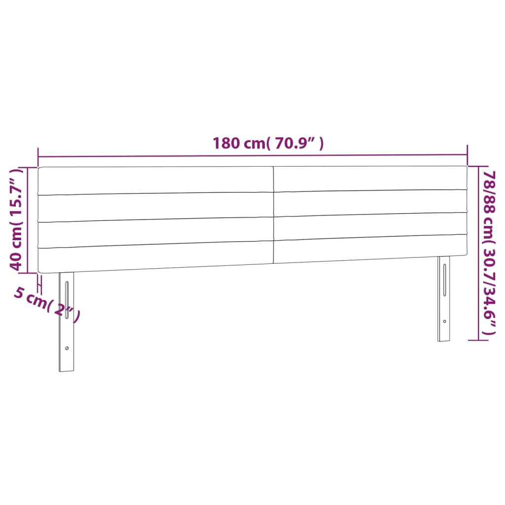 LED uzglavlje crno 180x5x78/88 cm od tkanine