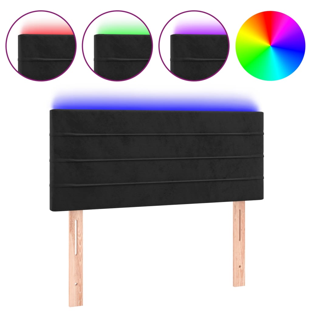 LED uzglavlje crno 80 x 5 x 78/88 cm baršunasto