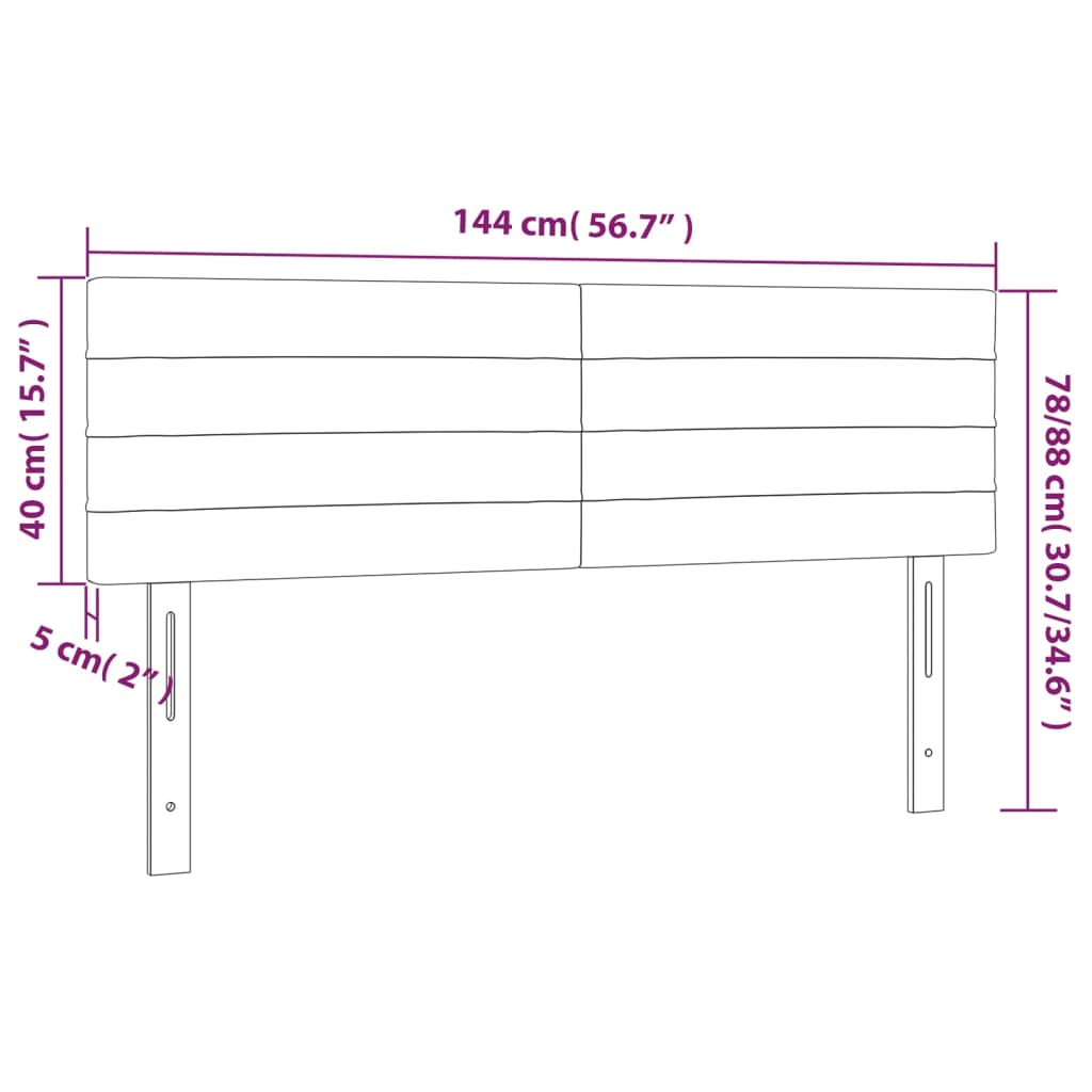 LED uzglavlje ružičasto 144x5x78/88 cm baršunasto