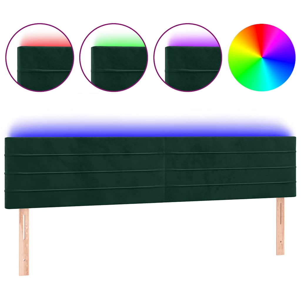 LED uzglavlje tamnozeleno 160x5x78/88 cm baršunasto