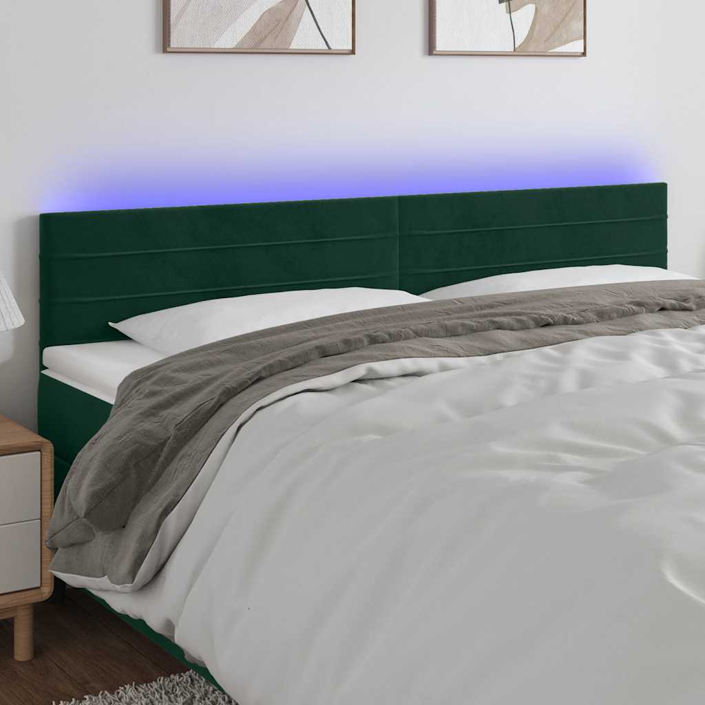 LED uzglavlje tamnozeleno 180x5x78/88 cm baršunasto