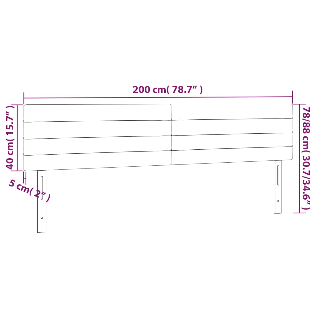 LED uzglavlje svjetlosivo 200x5x78/88 cm baršunasto