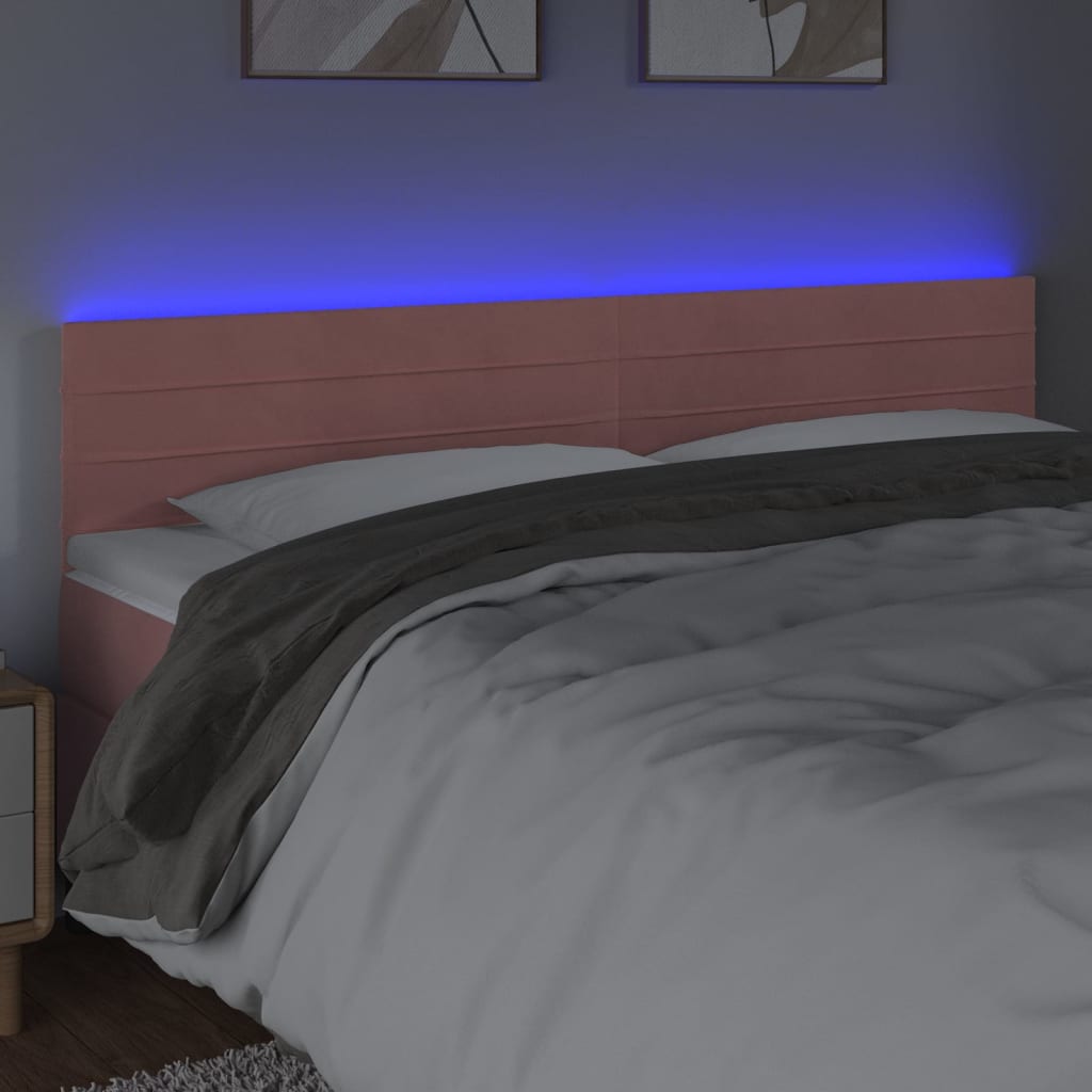 LED uzglavlje ružičasto 200x5x78/88 cm baršunasto