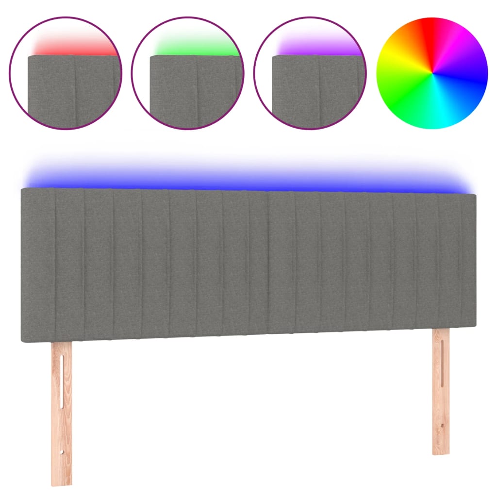 LED uzglavlje tamnosivo 144x5x78/88 cm od tkanine