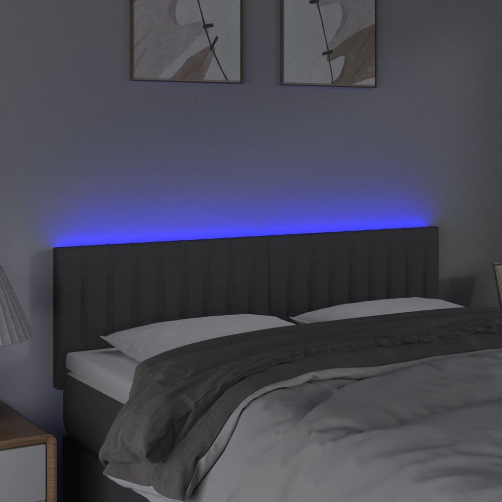 LED uzglavlje tamnosivo 144x5x78/88 cm od tkanine