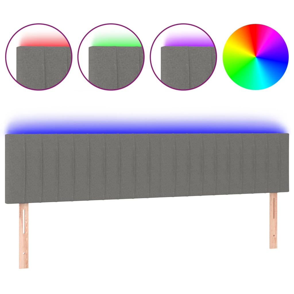 LED uzglavlje tamnosivo 160x5x78/88 cm od tkanine