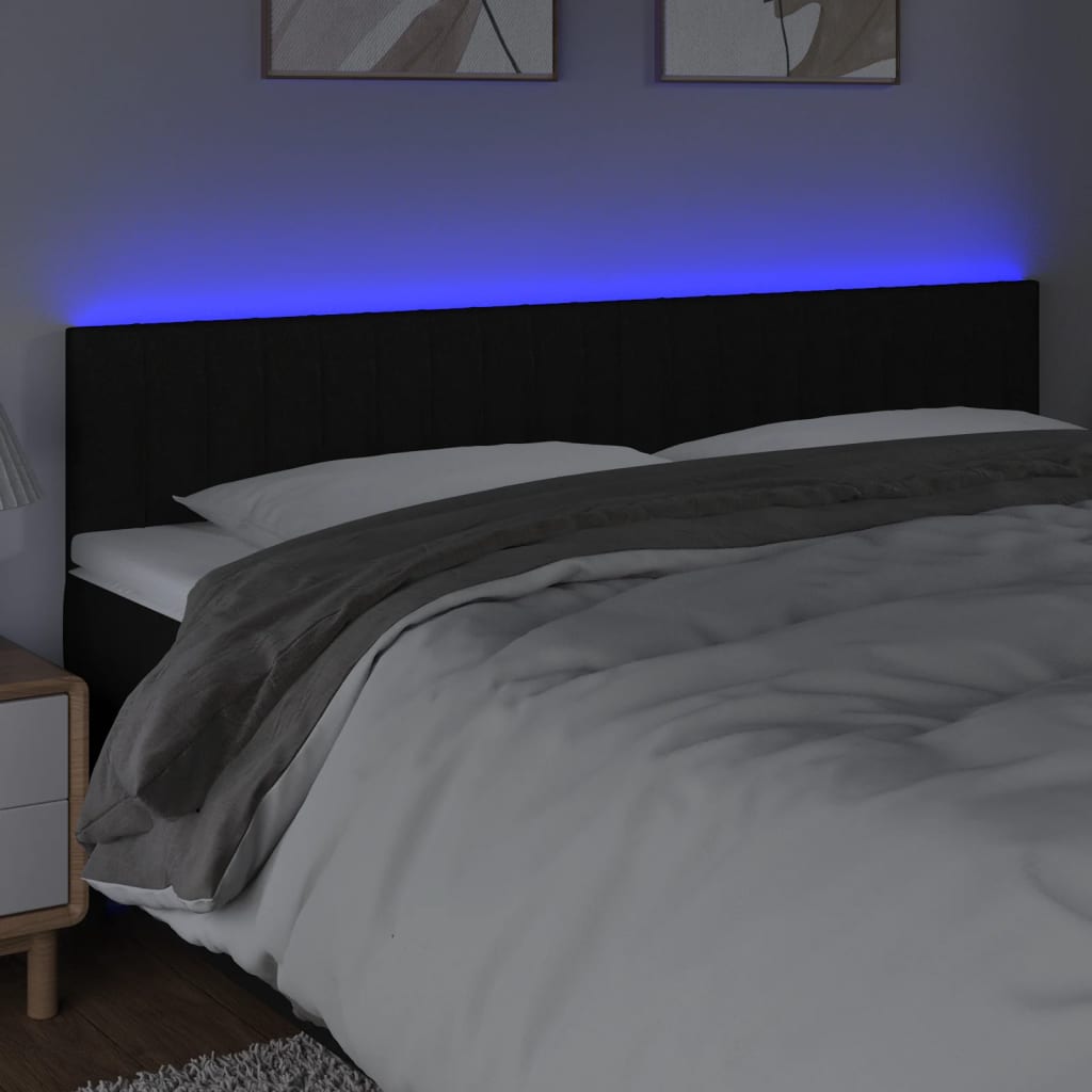 LED uzglavlje crno 160x5x78/88 cm od tkanine