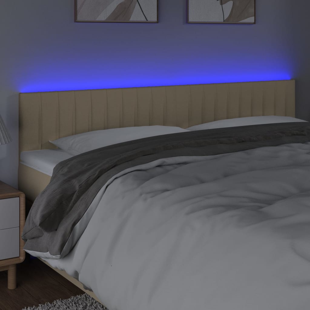 LED uzglavlje krem 160x5x78/88 cm od tkanine