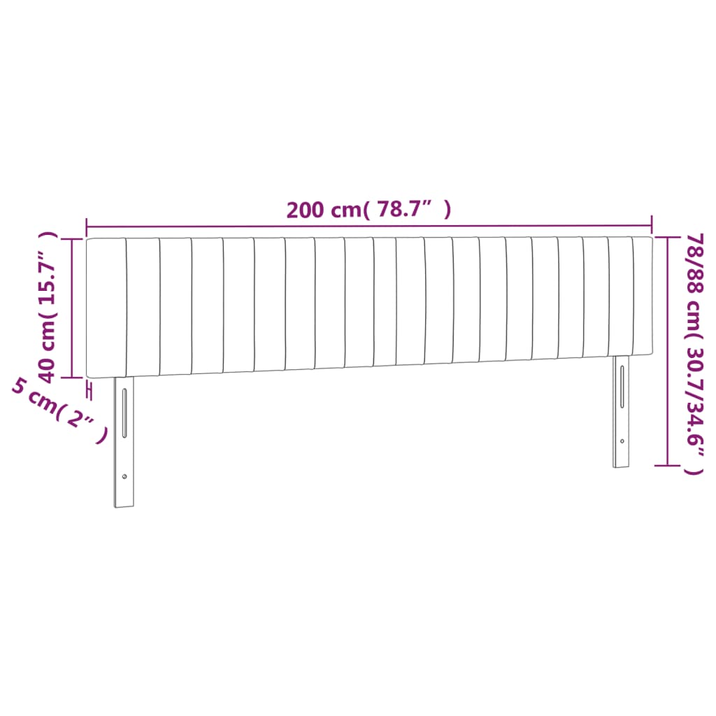 LED uzglavlje smeđesivo 200x5x78/88 cm od tkanine