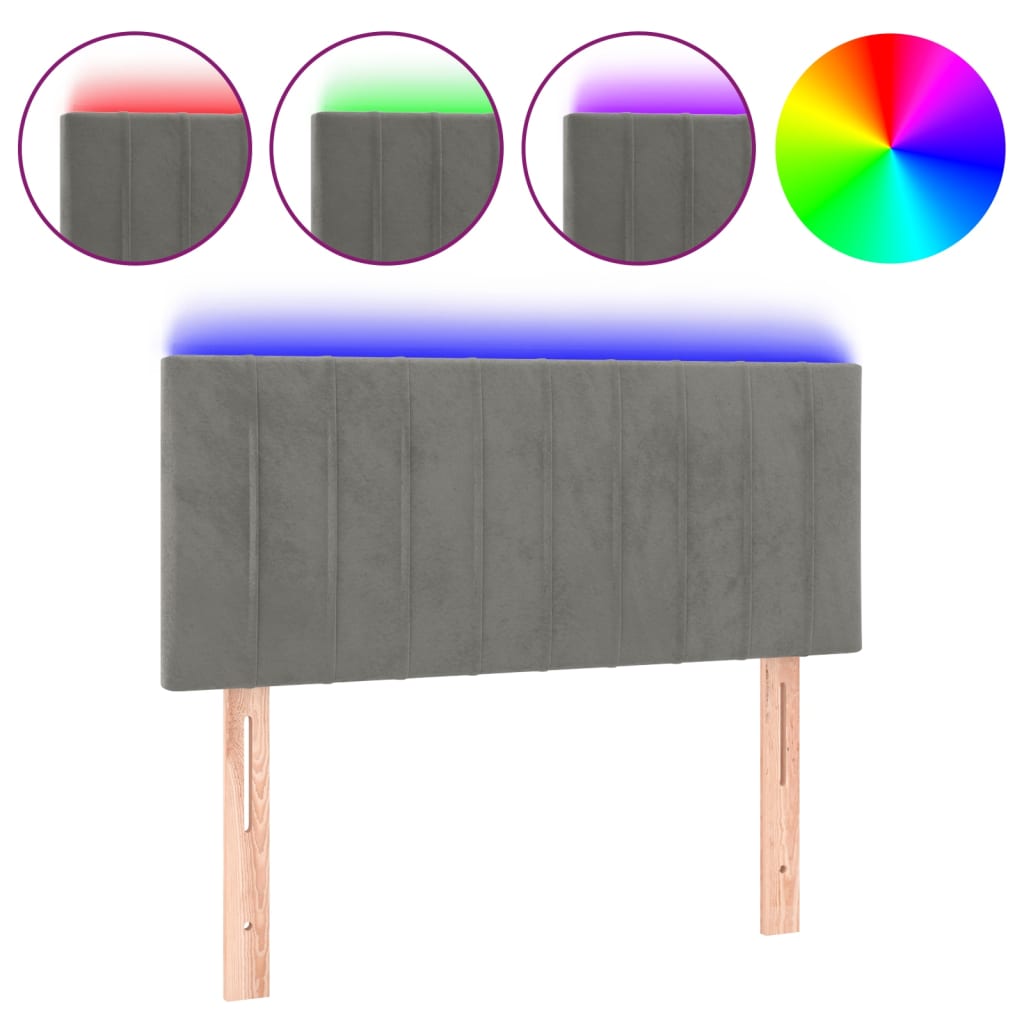 LED uzglavlje svjetlosivo 80 x 5 x 78/88 cm baršunasto