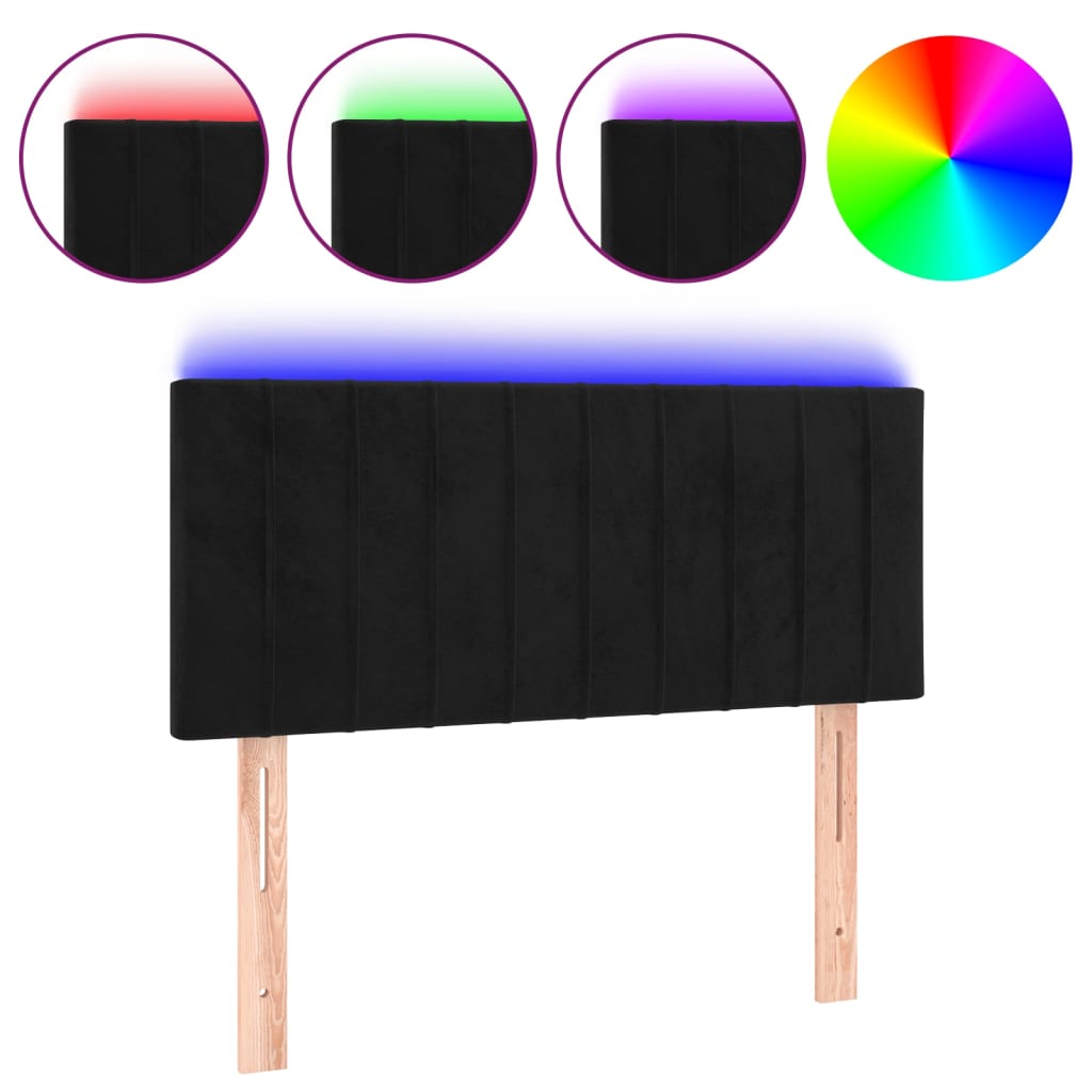 LED uzglavlje crno 80 x 5 x 78/88 cm baršunasto