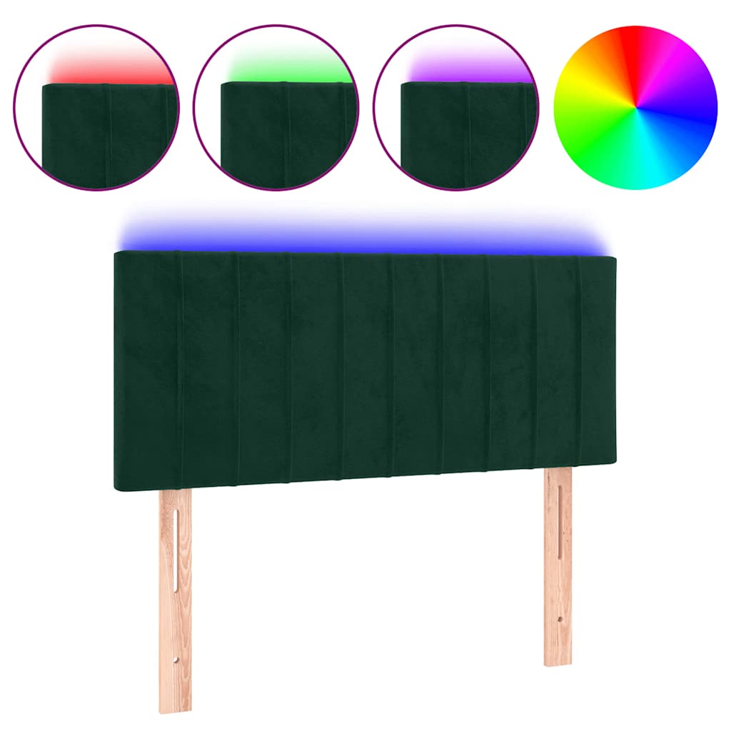 LED uzglavlje tamnozeleno 80 x 5 x 78/88 cm baršunasto