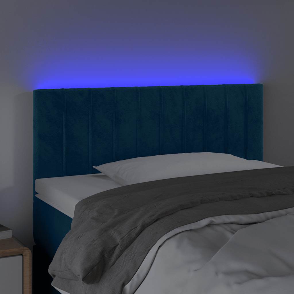 LED uzglavlje tamnoplavo 90x5x78/88 cm baršunasto