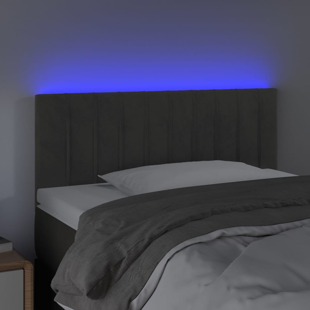 LED uzglavlje tamnosivo 100x5x78/88 cm baršunasto