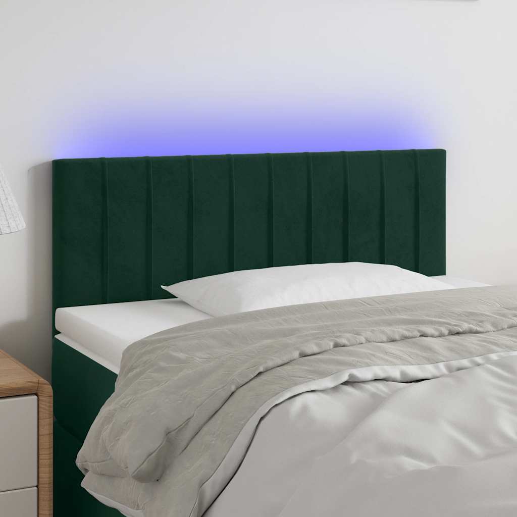 LED uzglavlje tamnozeleno 100x5x78/88 cm baršunasto