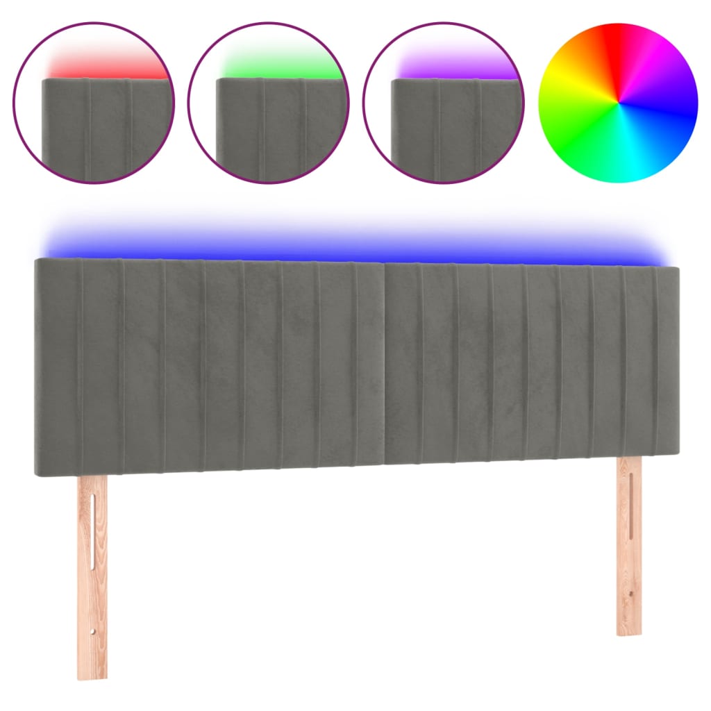 LED uzglavlje svjetlosivo 144x5x78/88 cm baršunasto