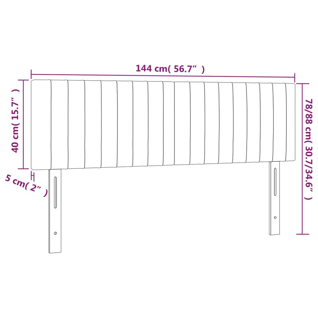 LED uzglavlje tamnosivo 144x5x78/88 cm baršunasto