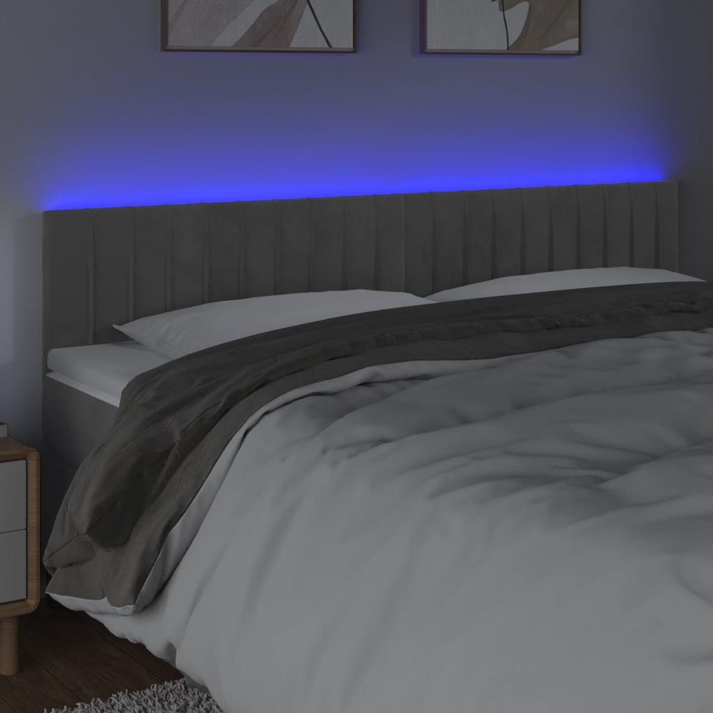 LED uzglavlje svjetlosivo 180x5x78/88 cm baršunasto