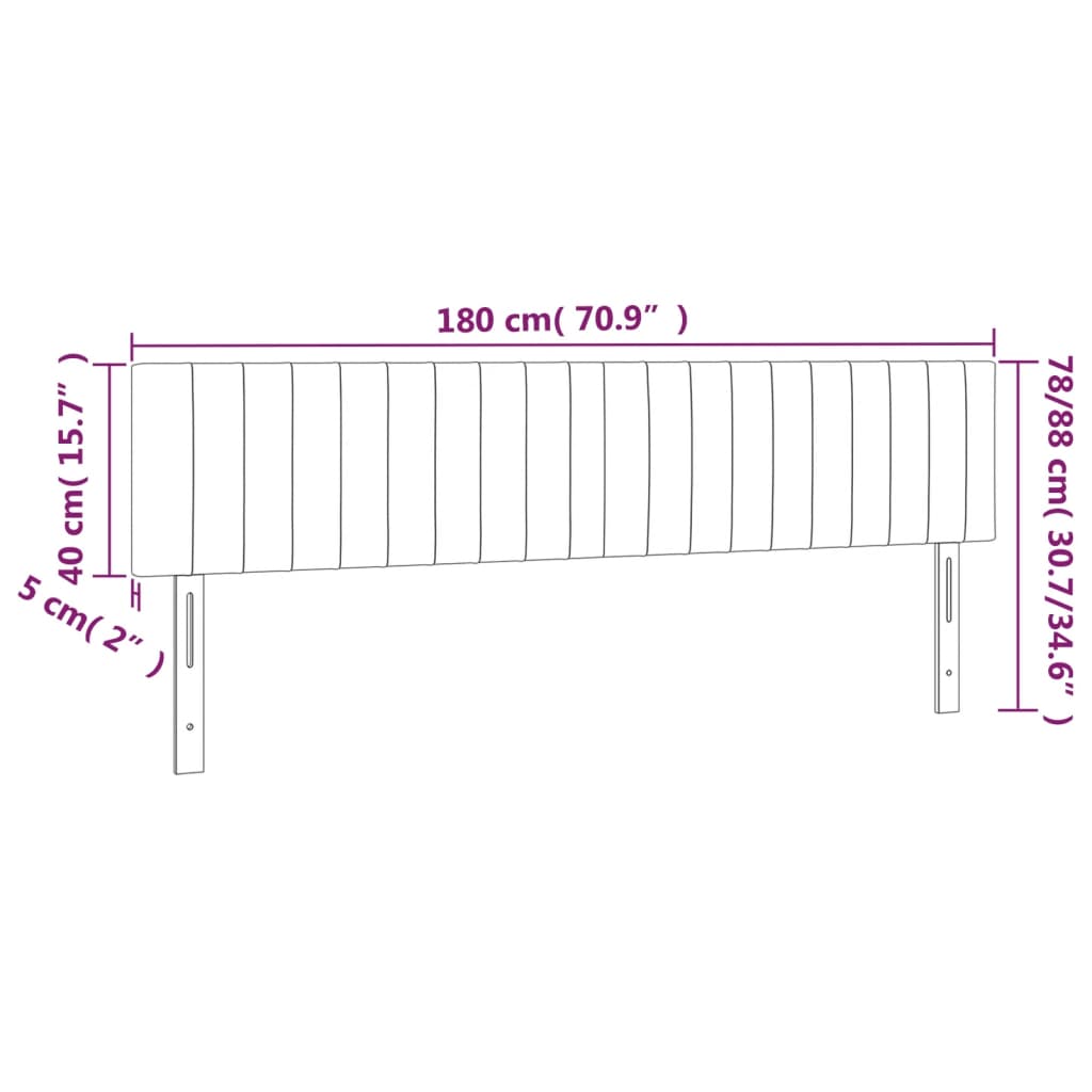 LED uzglavlje svjetlosivo 180x5x78/88 cm baršunasto