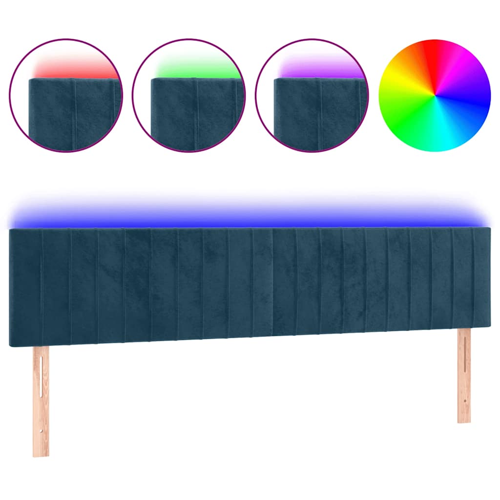 LED uzglavlje tamnoplavo 180x5x78/88 cm baršunasto