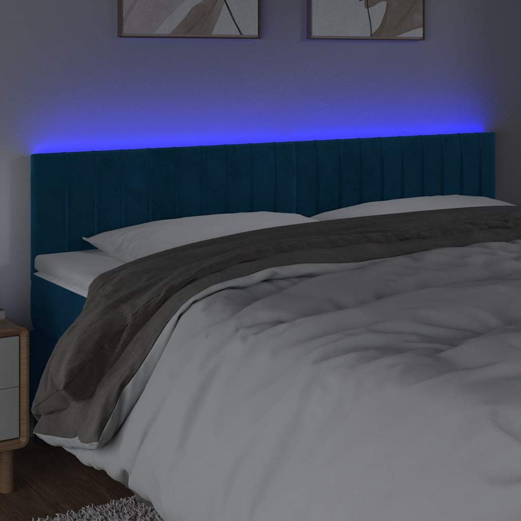 LED uzglavlje tamnoplavo 180x5x78/88 cm baršunasto