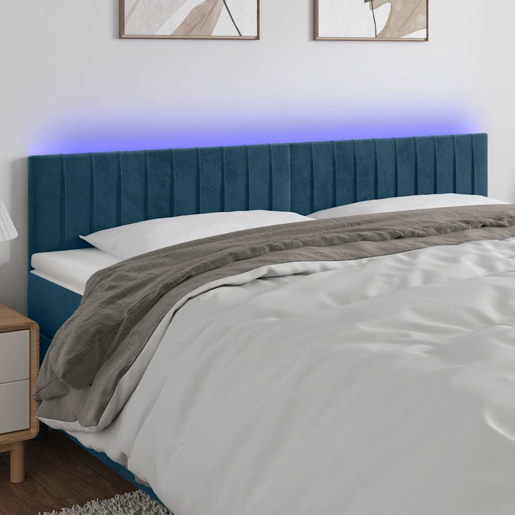 LED uzglavlje tamnoplavo 180x5x78/88 cm baršunasto