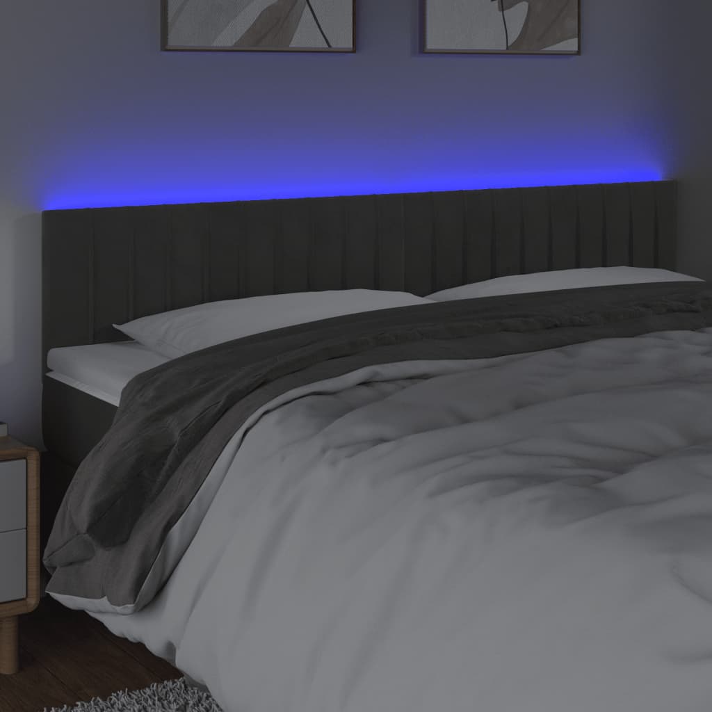 LED uzglavlje tamnosivo 200x5x78/88 cm baršunasto