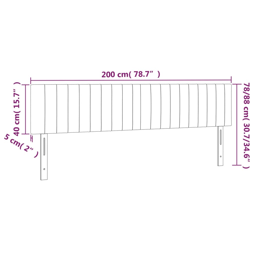 LED uzglavlje tamnosivo 200x5x78/88 cm baršunasto