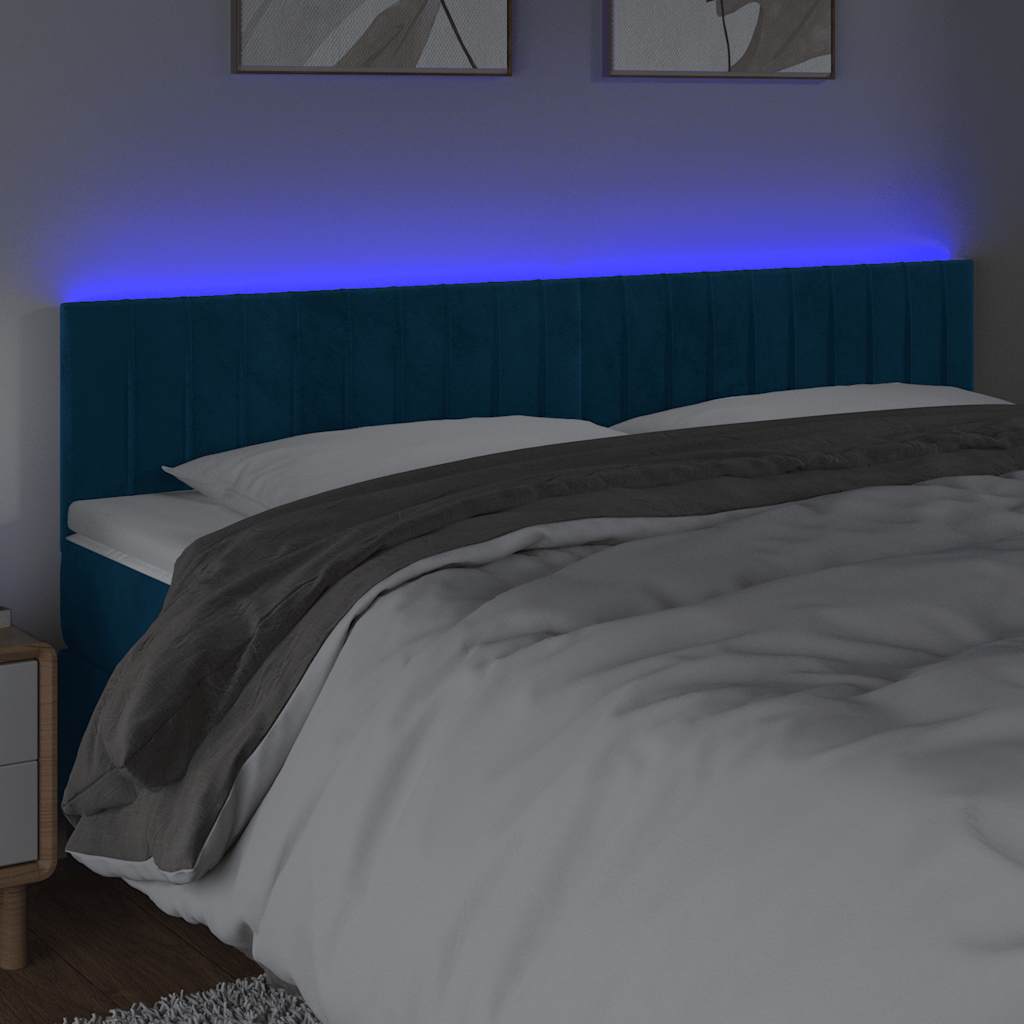 LED uzglavlje tamnoplavo 200x5x78/88 cm baršunasto