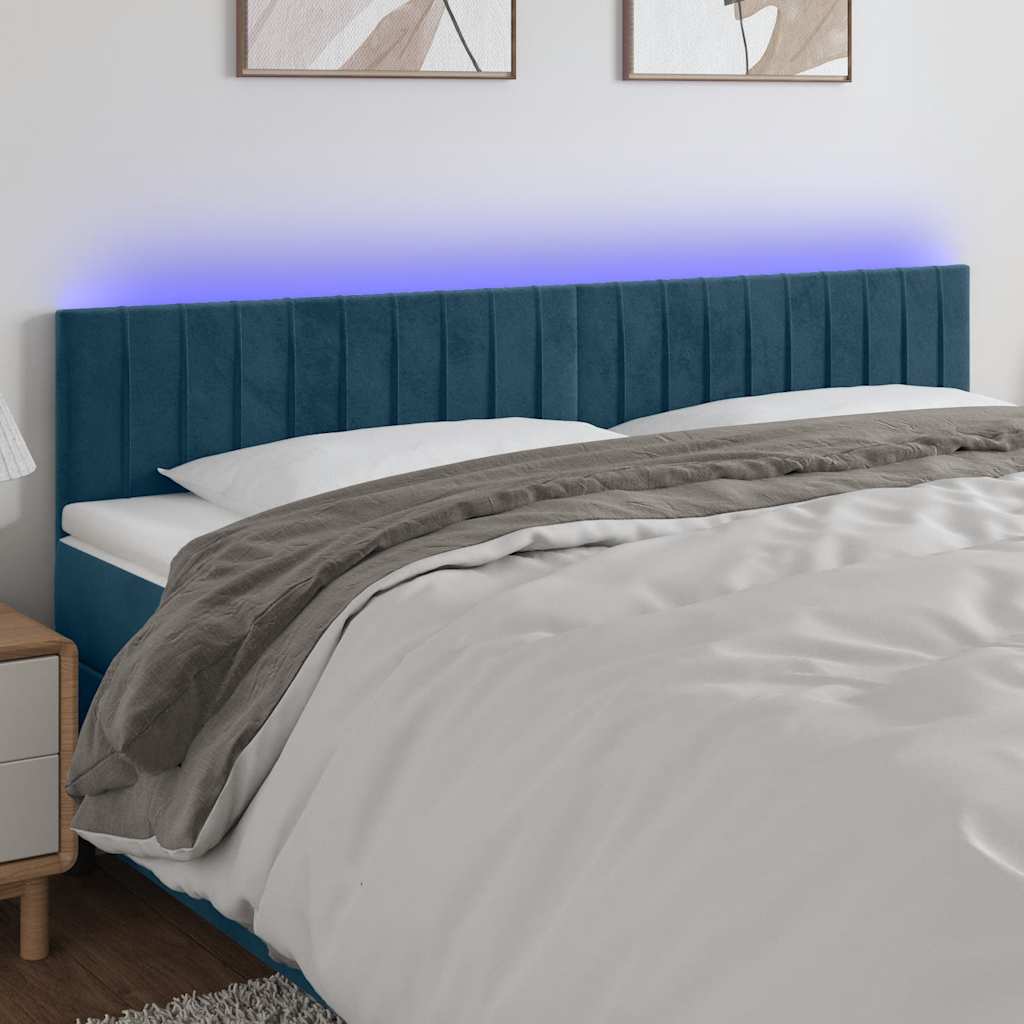 LED uzglavlje tamnoplavo 200x5x78/88 cm baršunasto