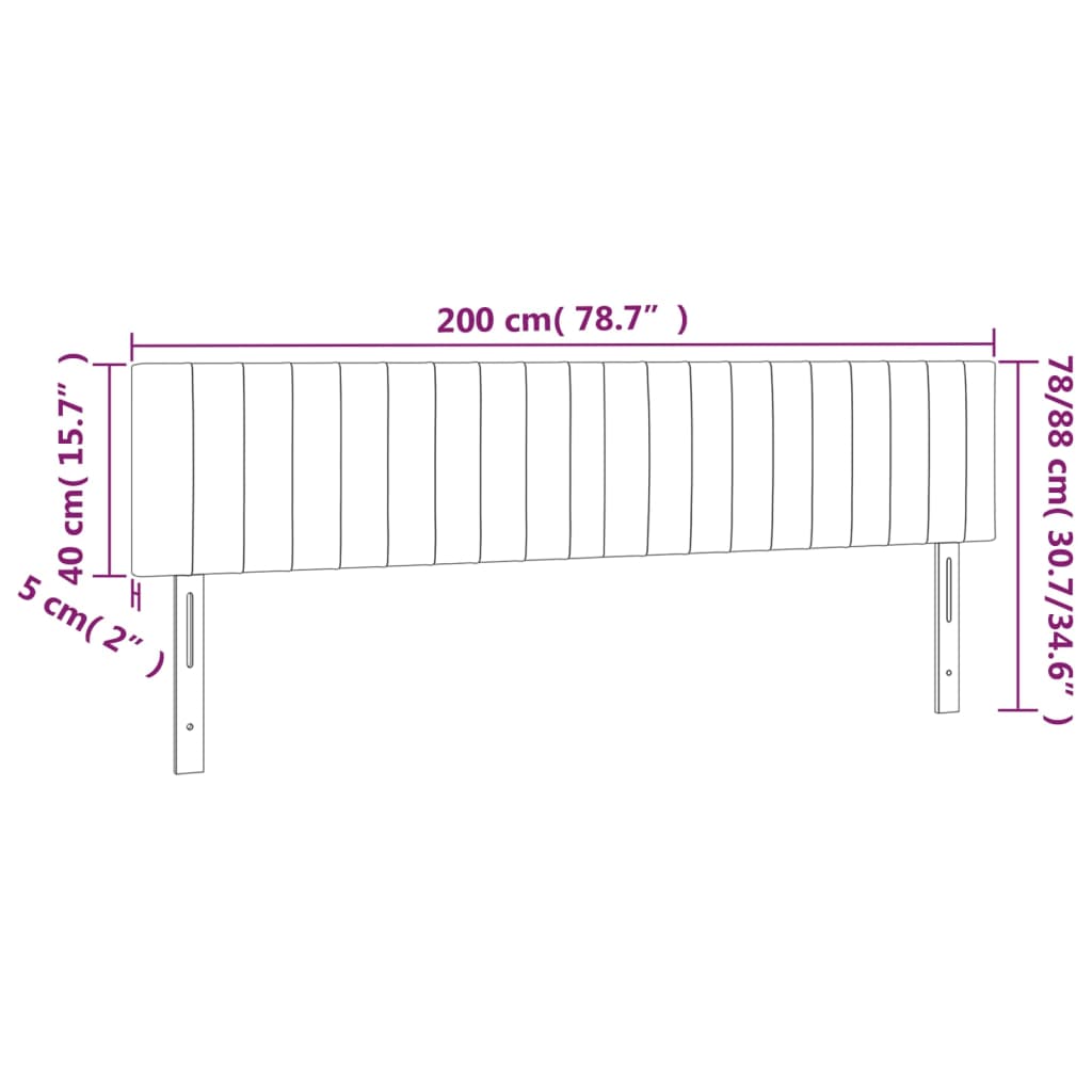 LED uzglavlje ružičasto 200x5x78/88 cm baršunasto