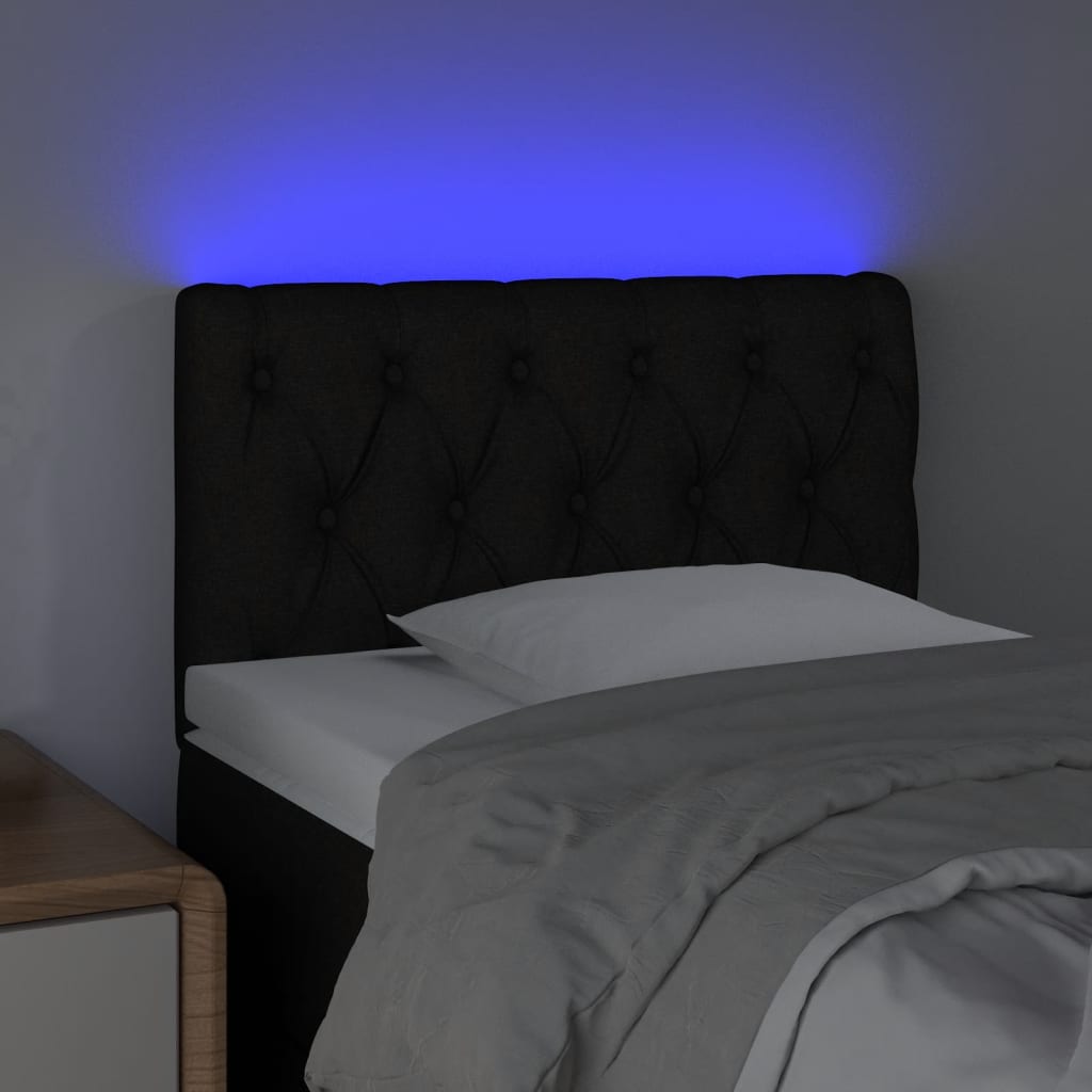 LED uzglavlje crno 80 x 7 x 78/88 cm od tkanine