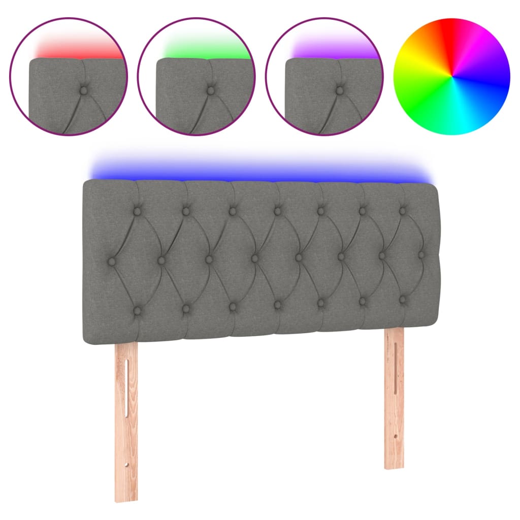 LED uzglavlje tamnosivo 90 x 7 x 78/88 cm od tkanine