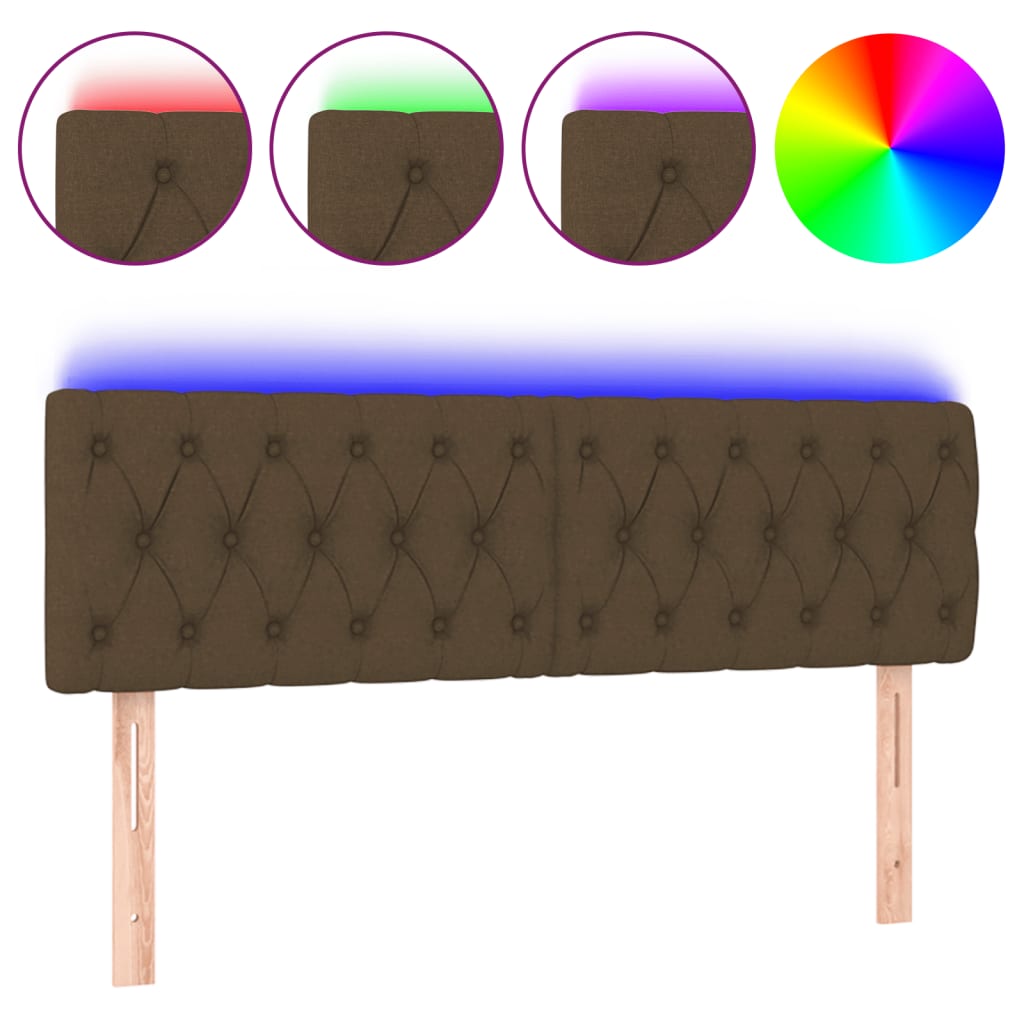 LED uzglavlje tamnosmeđe 144 x 7 x 78/88 cm od tkanine