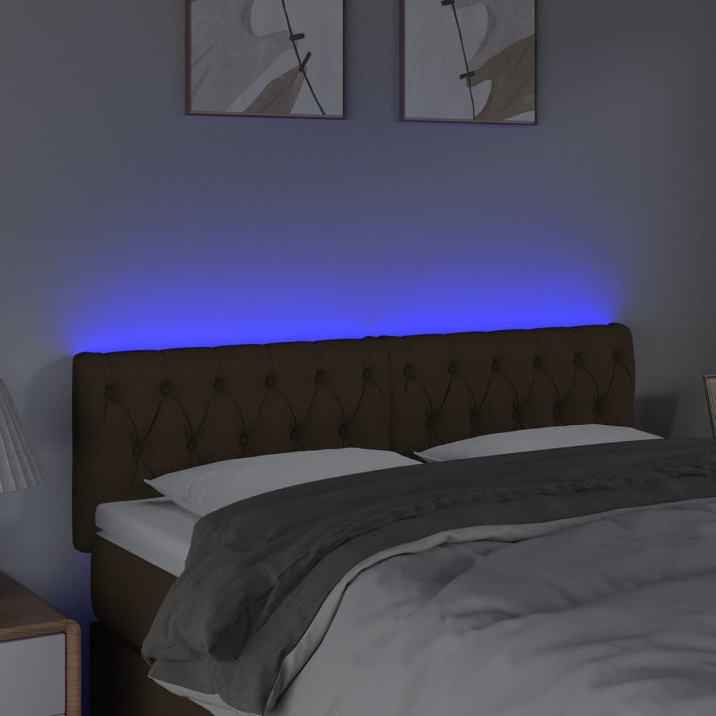 LED uzglavlje tamnosmeđe 160 x 7 x 78/88 cm od tkanine